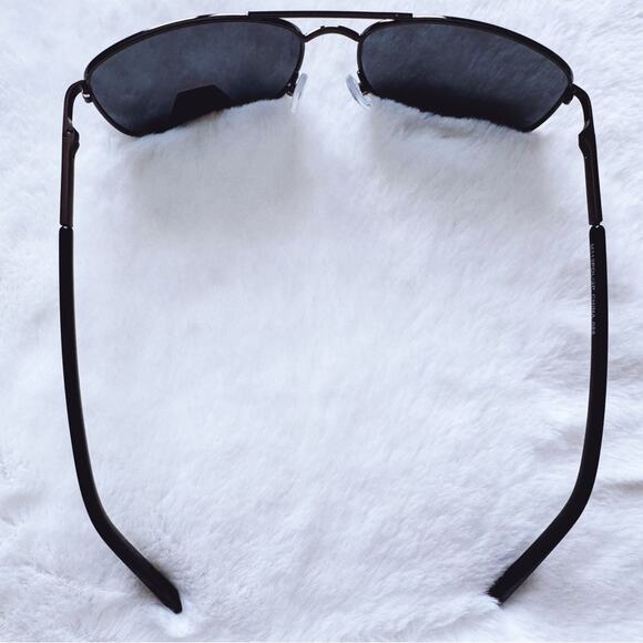 Troy Black w/ Black Rims Rectangular Polarized Sunglasses - Picture 10 of 14